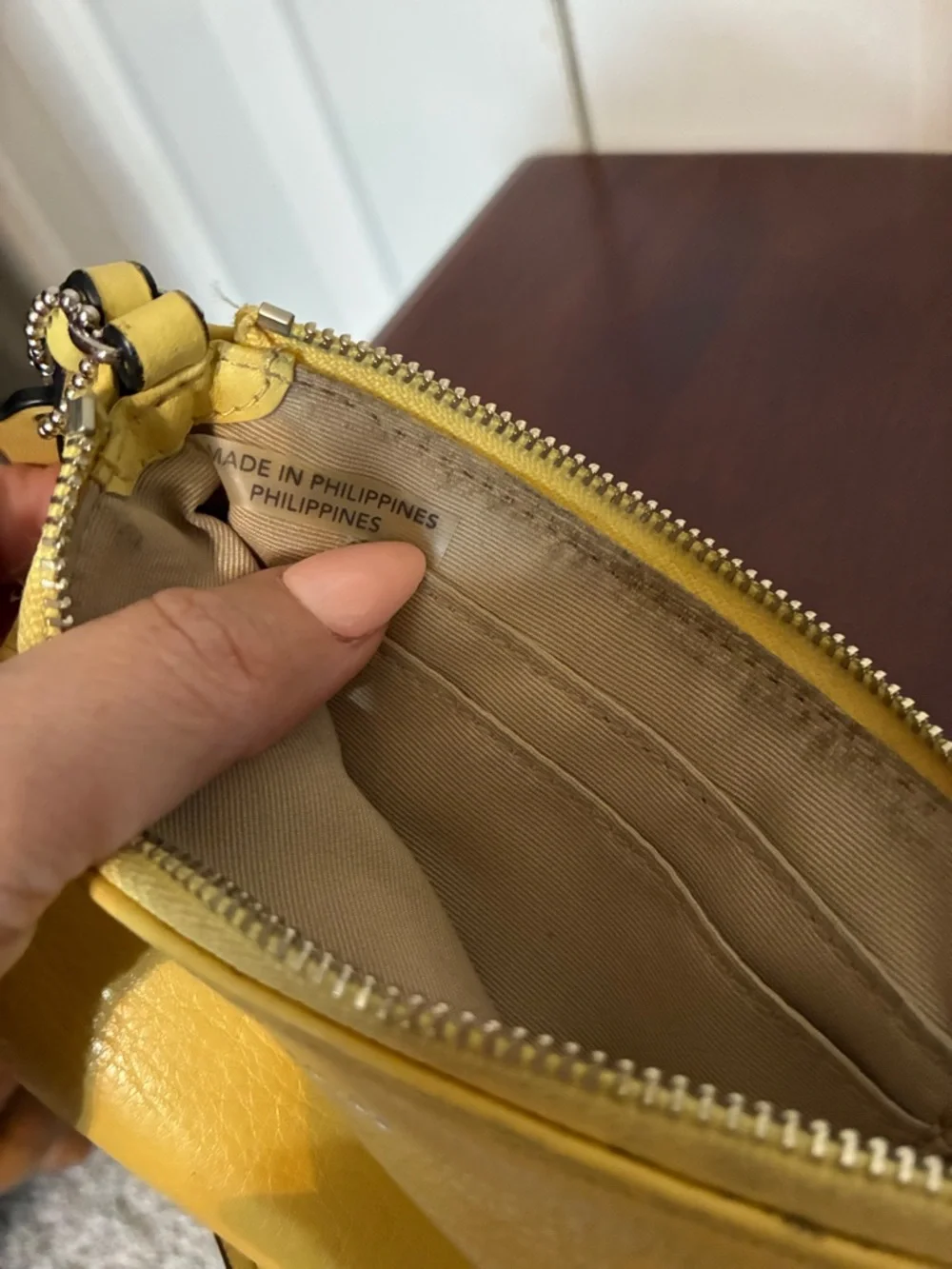 Coach Butter Yellow Pebbled Leather Wristlet Hang tag